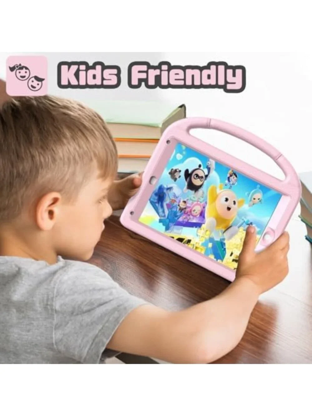 Shockproof Kids iPad Case for 5th/6th Gen, Air 1/2, Pro 9.7 - Light Pink